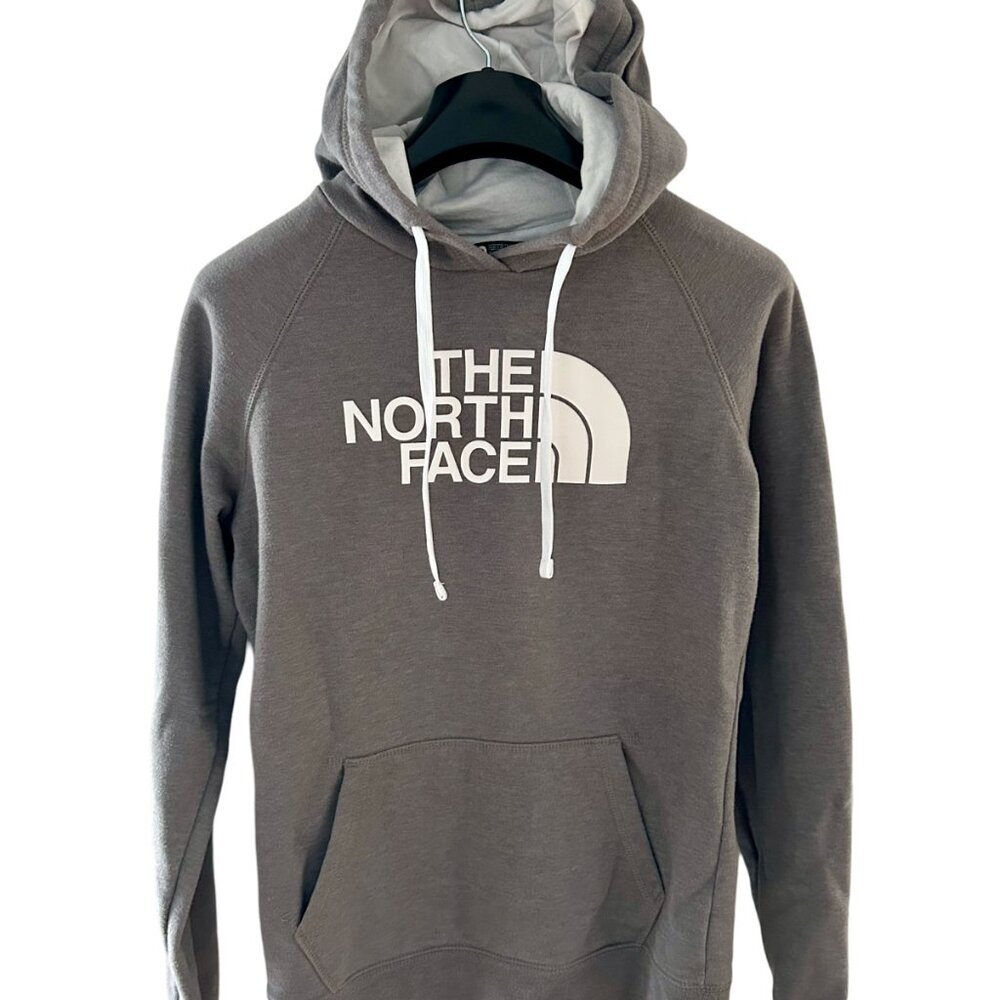 The North Face Hoodie Womens Small Gray Sweatshirt Long Sleeve Big Graphic